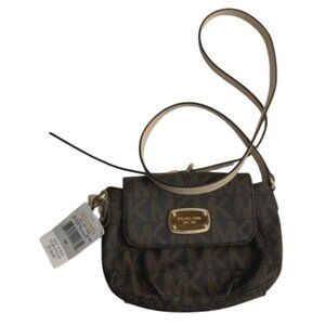 Michael Kors Brown Signature Mk Small Jet‎ Set Crossbody Bag With Flap Closure